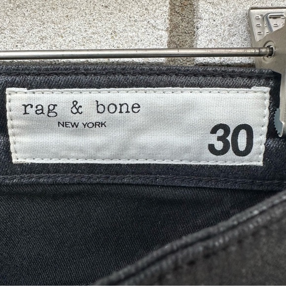 Rag & Bone Casey Coated High Rise Ankle Flare Black Jeans Size 30 Indie Sleaze - Picture 12 of 16